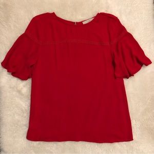 Loft Red Flowy Blouse